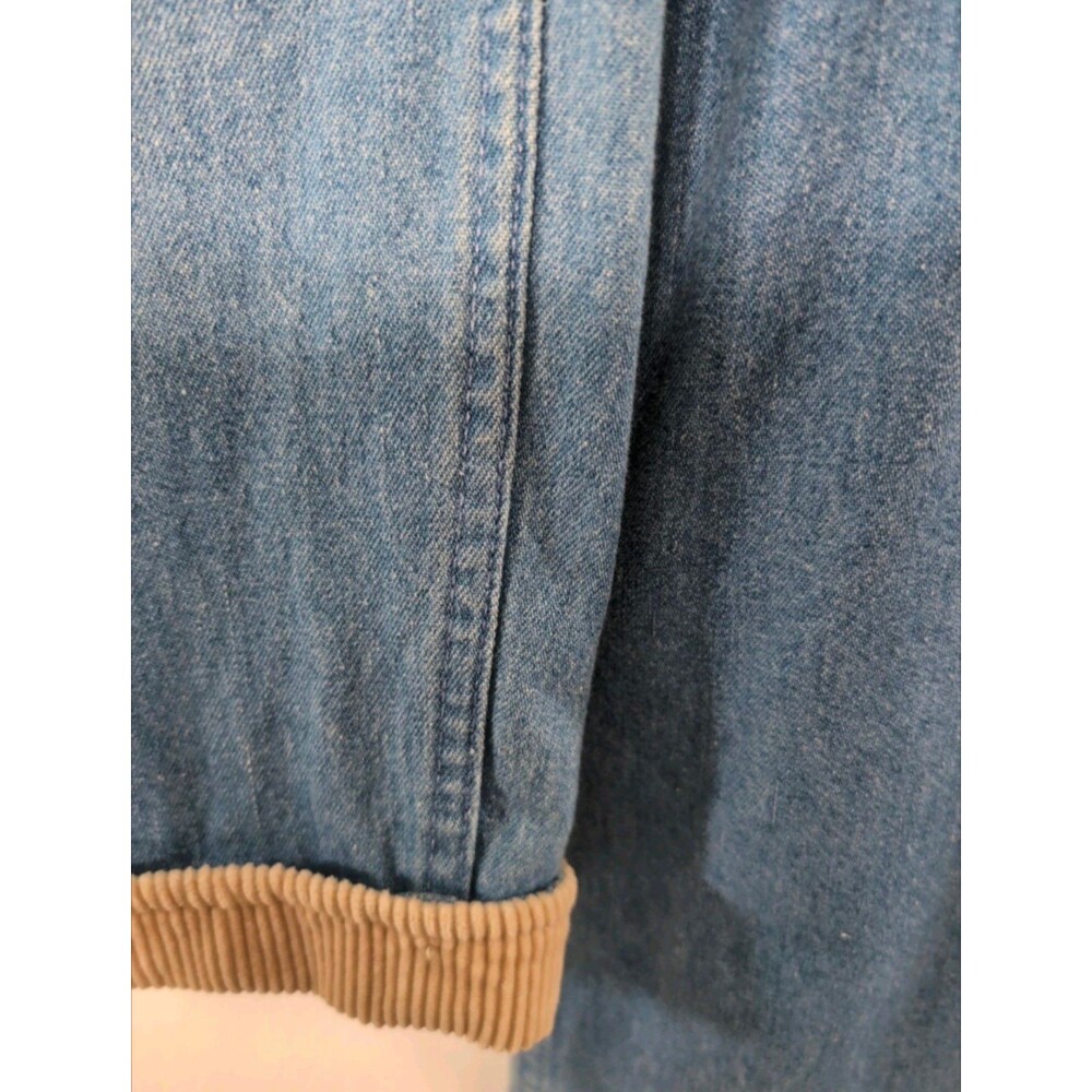 LL Bean Long Denim L Chore Coat Navajo Inspired Wool Blanket Lined Retro 80s - Picture 8 of 12